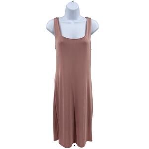 One Clothing Pink Dress Shimmer WMNS L Shift Dress Midi Sleeveless Square Neck